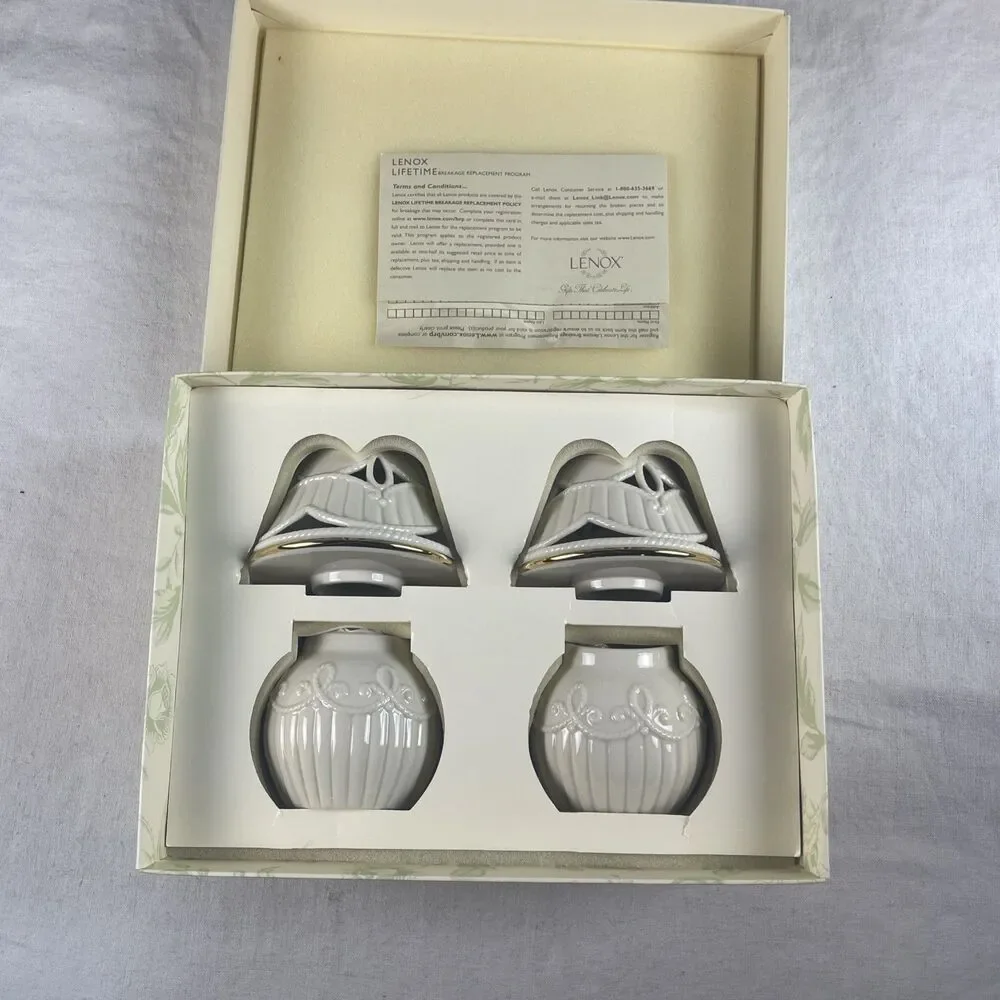 Lenox Great Giftables Carved Tea Light Ivory Candle Lamps - Set Of 2- New Other